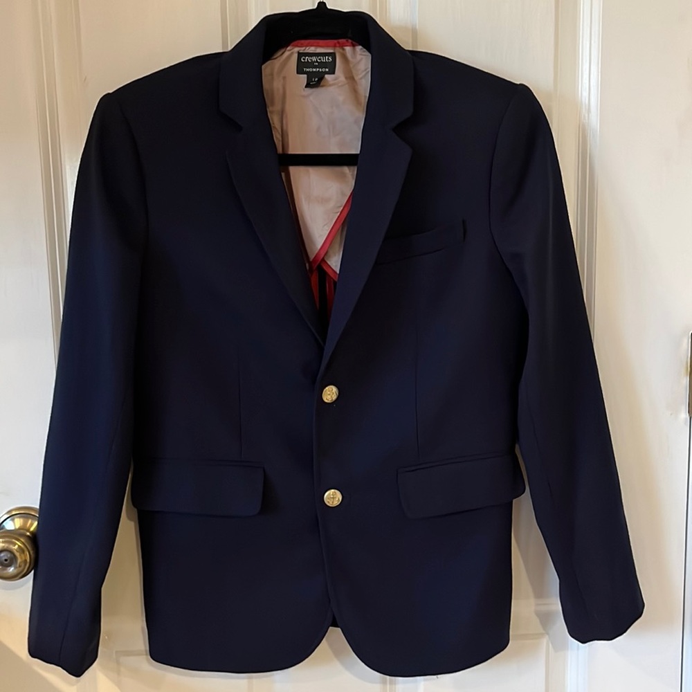 J.Crew CrewCuts Boys Classic Navy Gold Button Thompson Blazer 12